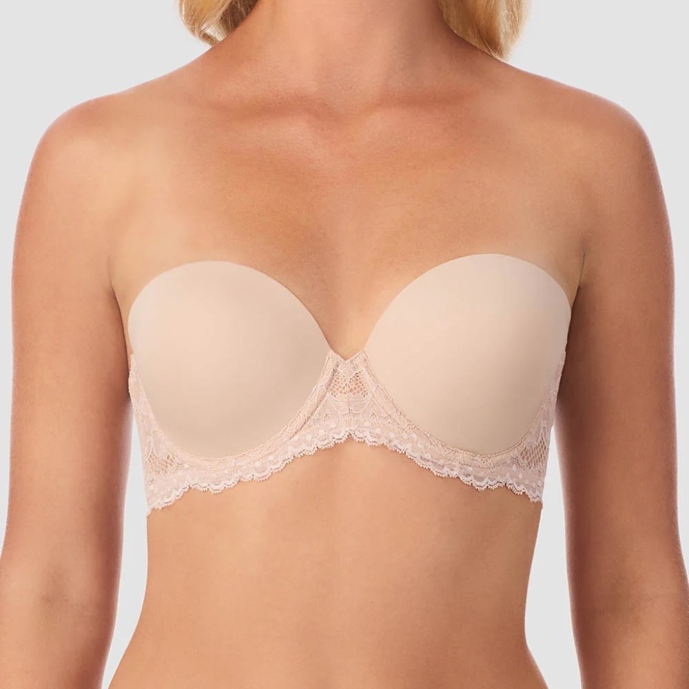 LIKE NEW On Gossamer Beautifully Basic Strapless Bra (32C, Champagne)